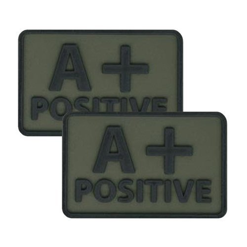 Helikon - PVC Patch - Blutgruppe - A+ POS - Olivgrün - 2 Stück -  3D PVC Morale Patches