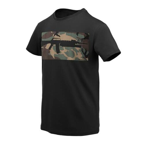 Helikon - T-Shirt 16/203 Combo - Schwarz/US Woodland - TS-COM-CO - T-Shirts