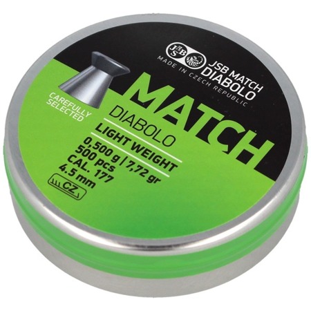 JSB - Green Match Diabolo Leichtgewicht Luftgewehrkugeln - 4,49 mm - 0,500 g - 500 Stück - 000004-500-5 - Diabolos 