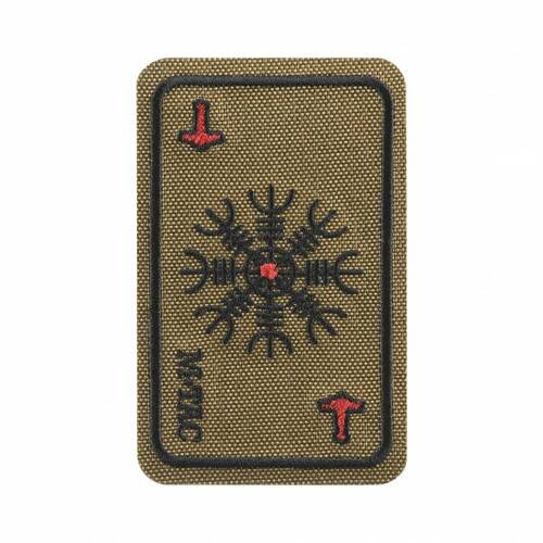 M-Tac - Gesticktes Moralabzeichen Karte Helm des Terrors - Coyote - 51392005 - Morale Patch