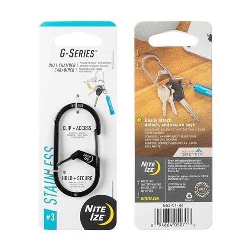 Nite Ize - G-Series™ #3 Dual Chamber Karabiner - Stahl - Schwarz - GS3-01-R6 - Nite Ize