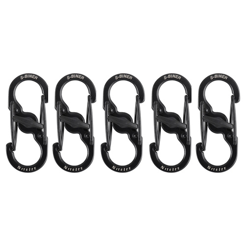 Nite Ize - Karabiner S-Biner MicroLock - 5 Stk. - Stahl - Schwarz - LSBM-01-5R7 - Schlüsselanhänger