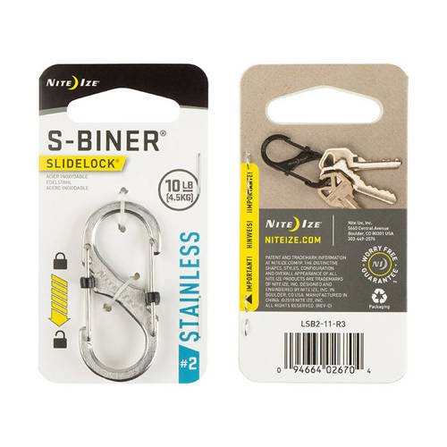 Nite Ize - S-Biner #2 SlideLock - Edelstahl - LSB2-11-R3 - Stahlkarabiner