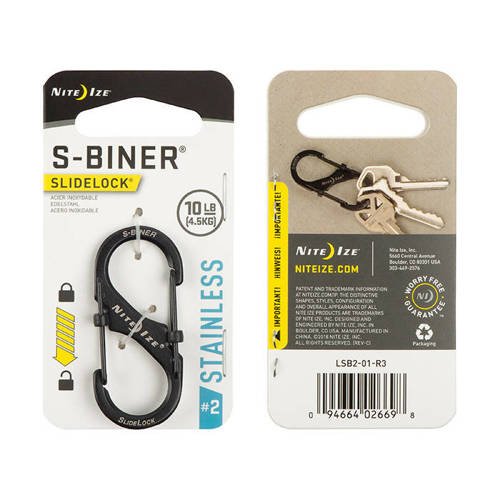 Nite Ize - S-Biner #2 SlideLock - Schwarz - LSB2-01-R3 - Stahlkarabiner