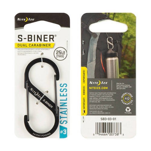 Nite Ize - S-Biner #3 - Schwarz - SB3-03-01 - Stahlkarabiner