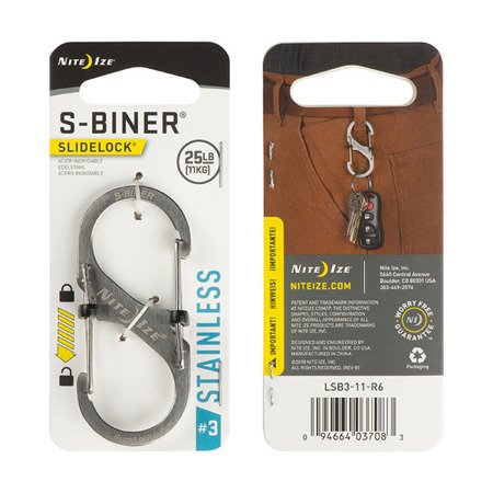 Nite Ize - S-Biner® SlideLock® Edelstahl #3 - Edelstahl - LSB3-11-R6 - Stahlkarabiner