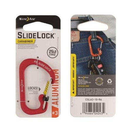 Nite Ize - SlideLock® Karabiner Aluminium #3 - Rot - CSLA3-10-R6 - Aluminiumkarabiner