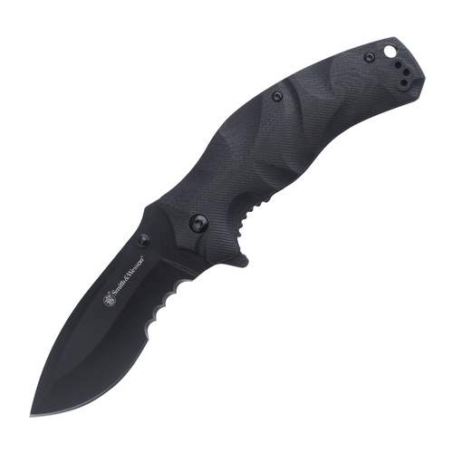 Smith&Wesson - Klappmesser EDC Black Ops Recurve - 8Cr13MoV - Schwarz - 1147098 - Survival Messer