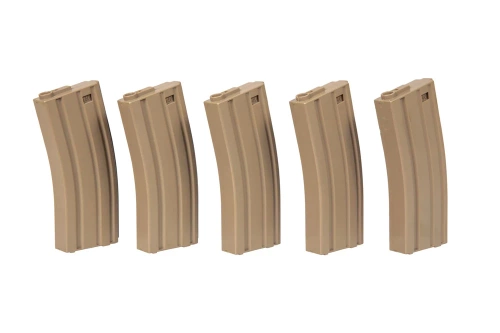 Specna Arms - Mid-Cap Magazinsatz für M4/M16 Repliken - 5 Stück. - 140 Kügelchen - Tan - SPE-05-025501 - M16, M4 Magazine