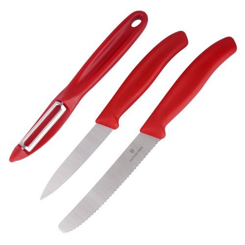 Victorinox - Schweizer Classic Gemüsemesser-Set mit Schäler - 3-tlg. - Rot - 6.7111.31 - Touristenbesteck