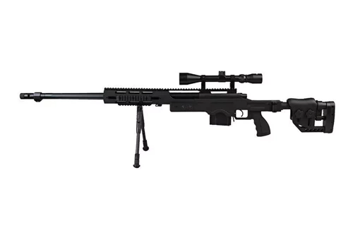 Well - ASG Sniper Rifle Replik MB4411D UPV - 6mm - Federbelastet - Zielfernrohr - Zweibein - Schwarz - WEL-03-007312 - Gewehre Federdruck