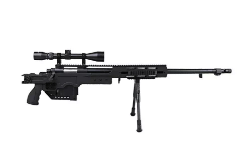 Well - ASG Sniper Rifle Replik MB4411D UPV - 6mm - Federbelastet - Zielfernrohr - Zweibein - Schwarz - WEL-03-007312