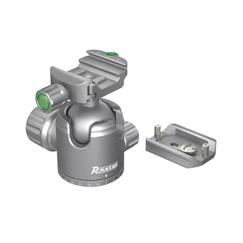 Rokstad - Kugelkopfsatz 38mm für 3/8"-16 Gewinde - Picatinny/ARCA - Grau - RSRH-01