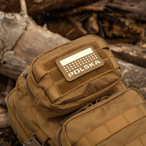 M-Tac - Aufnäher mit Flagge und Aufschrift Polen - Laserschnitt - Pixel/Rechteck - Coyote / Fluo - 51007205