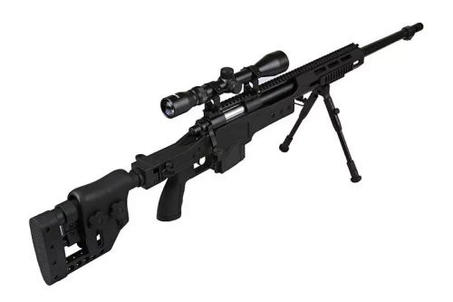 Well - ASG Sniper Rifle Replik MB4411D UPV - 6mm - Federbelastet - Zielfernrohr - Zweibein - Schwarz - WEL-03-007312