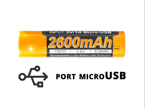 Fenix - 18650 2600mAh 3.6V Li-Ion Akku - USB - ARB-L18-2600U