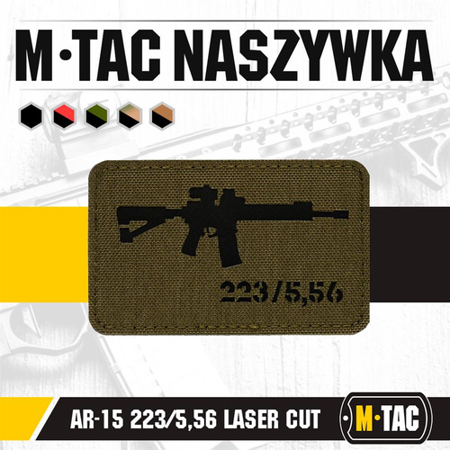 M-Tac - AR-15 223/5.56 Lasergeschnittener Aufnäher - Schwarz/Grau - 51111232