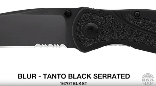 Kershaw - Taktisches Messer Blur Tanto 1670TBLKST - 14C28N - Schwarz - 1670TBLKST