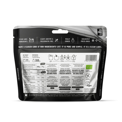 LyoFood - Gefriergetrocknete Lebensmittel Ration Lyo Expedition - Eco Himbeer-Hirse-Brei - 300 g - 16229