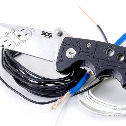 SOG - Elektriker-Klappmesser Kilowatt mit Abisolierzangen - Schwarz - EL01-CP