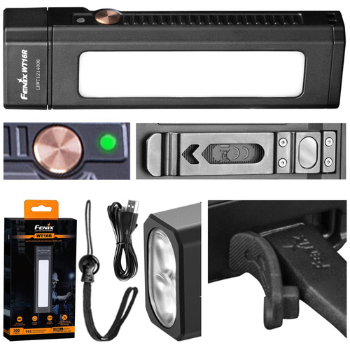 Fenix - Wiederaufladbare LED-Taschenlampe WT16R - Werkstatt - 300 Lumen - Schwarz - 039-479