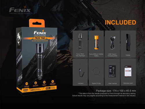 Fenix - TK22 TAC LED-Taschenlampe mit 5000-mAh-Akku - 2800 Lumen - TK22 TAC