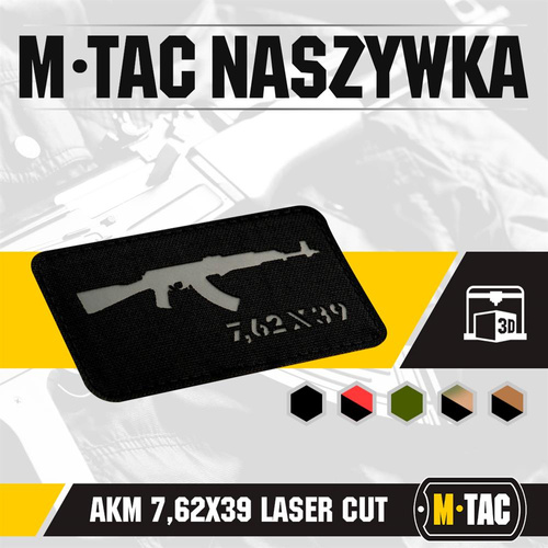 M-Tac - AKM 7,62 x 39 Lasergeschnittener Aufnäher - Schwarz/Grau - 51110211