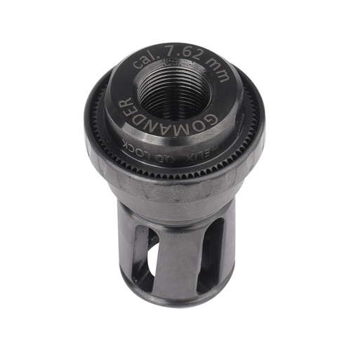 Gomander - Schalldämpfer Tactinox 7,62 QD Lock M26x1,5 + 7,62 Helix S M14x1 LH Mündungsbremse - Kal. 7,62 - Schwarz