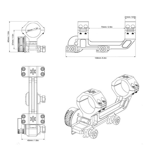 Vector Optics - Einteilige Zielfernrohrmontage Cosine Indicator - 30mm - Picatinny - Schwarz - SCACD-24