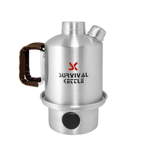 Survival Kettle - Silberner Halb-Touristen-Wasserkocher - 0,6 l