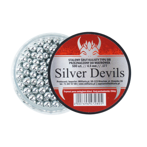 Silver Devils - Steel Round BB Luftgewehrkugeln - 500 Stück - Silber - 4,5 mm - 45500ZNBT