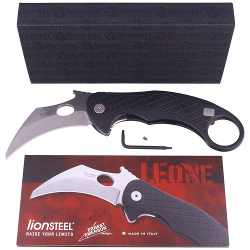 LionSteel - L.E.One Karambit-Klappmesser - CPM MagnaCut - Schwarz - LE1 A BS