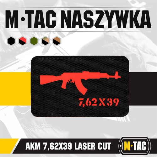 M-Tac - AKM 7,62 x 39 Lasergeschnittener Aufnäher - Schwarz/Rot - 51110233