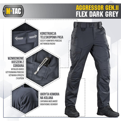 M-Tac - Taktische Hose Aggressor Gen.II Flex - Ripstop - Dunkelgrau - 20058012