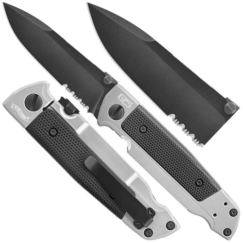 Umarex - Klappmesser Walther Q5 Steel Frame Serrated - Schwarz - 5.0858