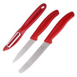 Victorinox - Küchenmesserset mit Sparschäler Swiss Classic - 3 Teile - Rot - 6.7111.33C1