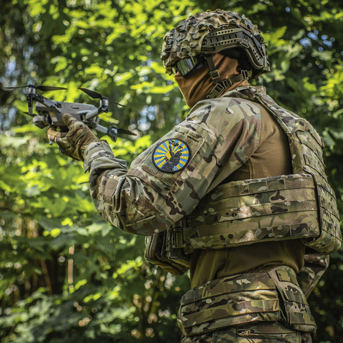 M-Tac – Aufnäher „Weg des Samurai“ – Stickerei – Gelb/Blau – 51426002