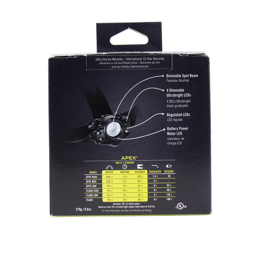 Princeton Tec - Apex® Kopf-Taschenlampe - 650 lm - Schwarz - APX21-BK/DK