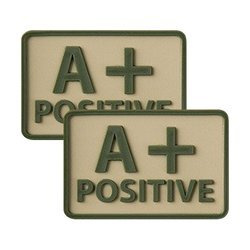 Helicone - PVC Patch - Blutgruppe - A+ POS - Khaki - 2 Stk.
