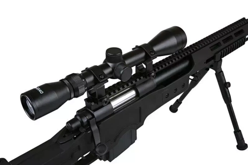 Well - ASG Sniper Rifle Replik MB4411D UPV - 6mm - Federbelastet - Zielfernrohr - Zweibein - Schwarz - WEL-03-007312