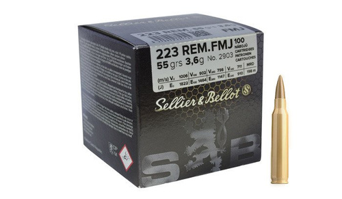 Gewehrmunition Sellier&Bellot .223 Rem FMJ 55gr / 3.6g - 100 Schuss - V341862