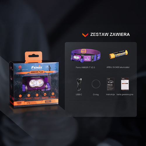 Fenix - LED-Stirnlampe - 1600 lm - 3400 mAh - Nebula - HM65R-T V2.0