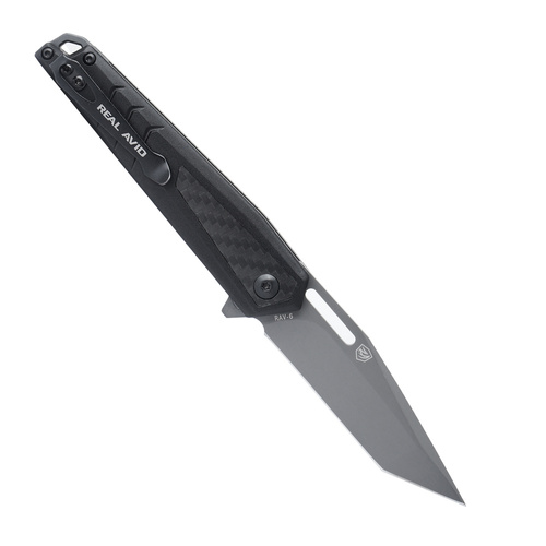 Real Avid - Klappmesser EDC RAV-6 - Aluminium - Kohlefaser - Tanto - Schwarz - AVRAV6