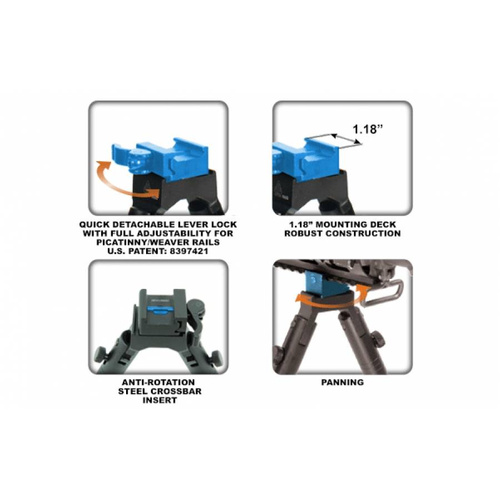Leapers - UTG® Shooter's Bipod mit Picatinny QD-Halterung - 8,7-10,6 "- Schwarz - TL-BP69SQ