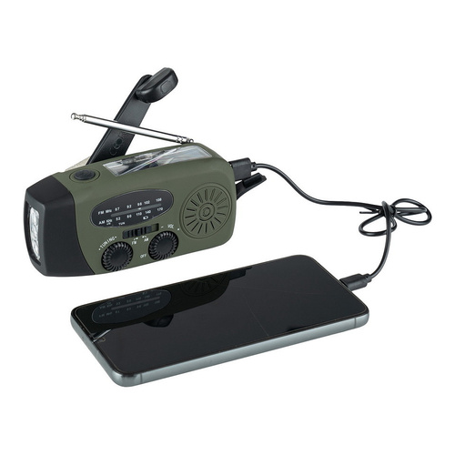 Fosco Industries - Survival-Radio mit Solarpanel und Kurbel - FM/AM - Grün - 464600