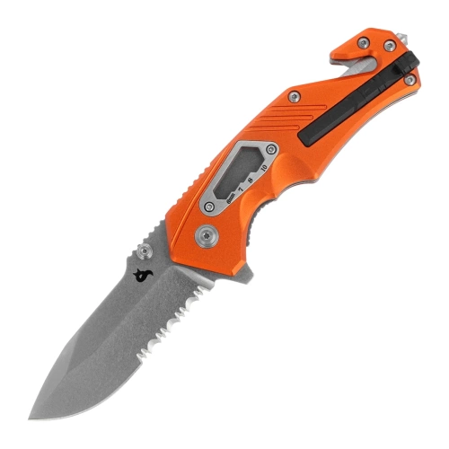 BlackFox - Klappbares Rettungsmesser Demand - D2 Stahl - Orange - BF-784-OR