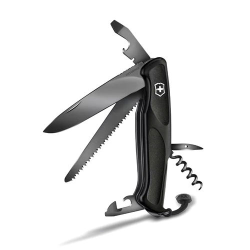 Victorinox - Multifunktionelles Taschenmesser Ranger 55 - 10 Funktionen - Onyx Schwarz - 0.9563.C31P