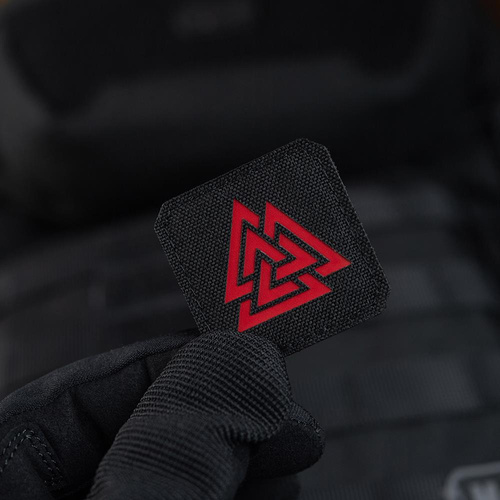 M-Tac - Lasergeschnittenes Valknut Quadrat Patch - Rot / Schwarz - 51162233