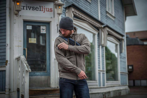 Helikon - Covert Tactical Hoodie Kapuzenpullover - Fullzip - Blaue Melange - BL-CHF-SF-M2