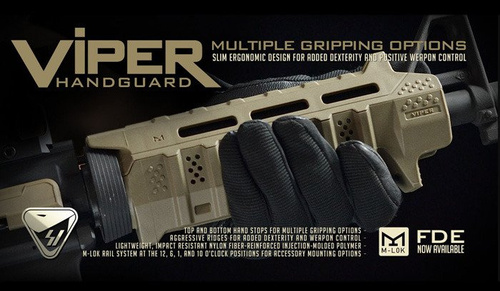 Strike Industries - Karabiner Länge Handschutz - Flat Dark Earth - SI-STRIKE-HG-CFDE-BK